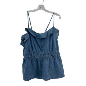 Lane Bryant Women's Denim Ruffled Blue Cotton Tank Top Plus Size 16 NWT